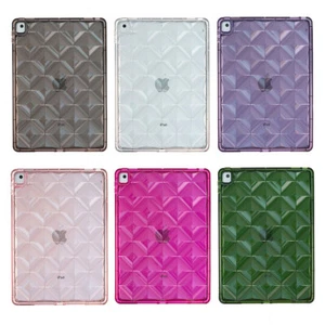 Shockproof Clear 3D Chocolate Grid Rubber Gel TPU Back Case Cover For Apple iPad - Picture 1 of 33
