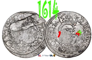 Poland Lithuania SOLIDUS Solid Schilling 1614 Riga Sigismund III Silver #19867 - Picture 1 of 3