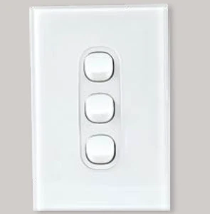 Lumex Silica White Glass Wall Light Switch Vertical 3 Three Gang 16A 250V - Bild 1 von 5