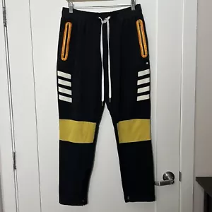 Pantalones de chándal Makobi para hombre XL negros amarillos cremallera cordón pierna recta - Imagen 1 de 15