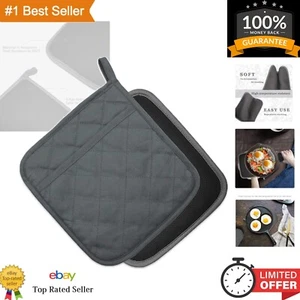 Gray Pot Holders - Heat Resistant Oven Hot Pads with Pockets - Non Slip - 2 Pack - Picture 1 of 10