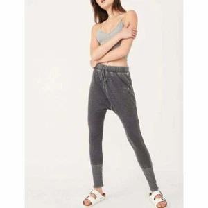 Free People NWT Cozy All Day Harem Leggings Washed Drawstring Black Large New - Picture 1 of 12