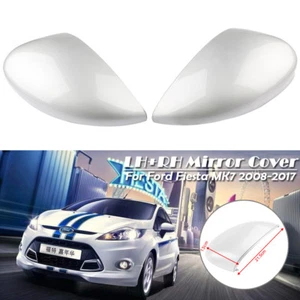 Pair LH&RH Silver Wing Door Rearview Mirror Cover Cap For Ford Fiesta MK7 08-17 - Picture 1 of 6