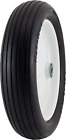 3.50/2.50-8 Flat Free Wheelbarrow Tire on Wheel, Ribbed Tread, for Wheelbarrows,