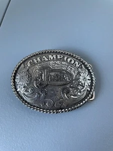 Justin Champion Hebilla de Cinturón Niños 2-5/8" Pulgadas Color Plateado De Colección Western Wear - Imagen 1 de 4