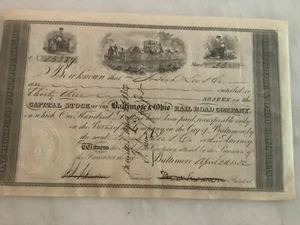 Israel Cohen issued 1852 B & O Railroad Stock Certificate signed by Thomas Swann - Picture 1 of 3