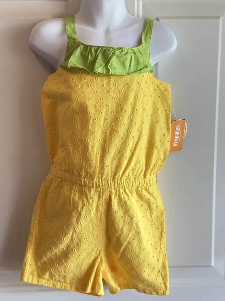 NWT Toddler Girls 5T Gymboree Pineapple Punch Eyelet Shorts Romper Outfit - Image 1 of 4