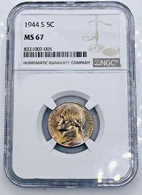 1944-S 5c Jefferson Nickel NGC MS67 🔥Toner🔥 - Image 1 of 4