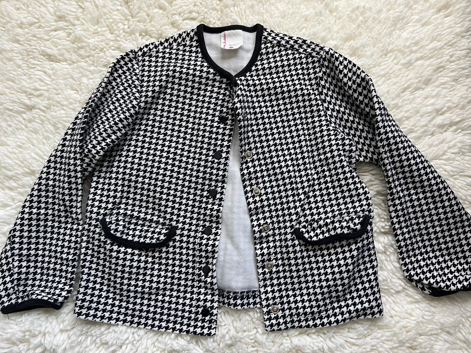 Hanna Andersson Houndstooth Coat Jacket size 120 US 7 Black White Girls - Image 1 of 4