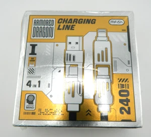 Mfish 4 in 1 Charging Line Cable 240w Armored Dragon Type C USB A 6 Foot Cable - Picture 1 of 5