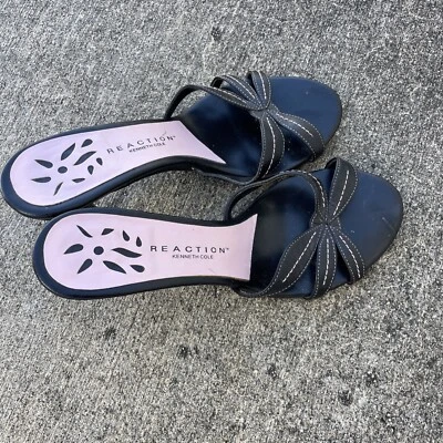 Kenneth Cole Reaction Tacones Altos Cuero Negro Rosa Hilo Mujer 7.5 ❤️blt15m13 Foto 1 de 4