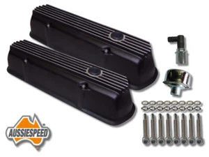 Holden V8 253 308 4.2 5L tall alloy rocker covers Aussiespeed black finish - Bild 1 von 12