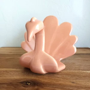 Porta asciugamani posta ceramica rosa pesca pavone vintage metà secolo ceramica - Foto 1 di 11