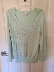 Candies Mint Green w/Silver Embellishments Pullover Sweater - SZ. XL - Picture 1 of 7