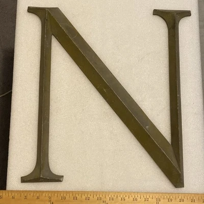 Vintage or Antique Cast Bronze or Brass 16” Letter N Building Marquee Sign - Image 1 of 4