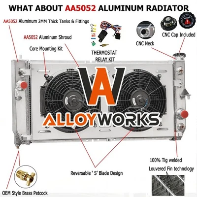 3Rows Radiator Shroud+Fan FOR 2000-05 Buick LeSabre/ Pontiac Bonneville 3.8L V6 Foto 1 de 4