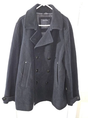 PeaCoat de lana para hombre Nautica XL doble pecho azul marino aislado pesado cálido Foto 1 de 4
