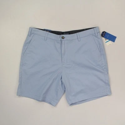Nautica Mens Chino Shorts Size 36 8.5 Ins Classic Fit Blue Flat Front Preppy NWT - Image 1 of 4