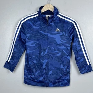 Adidas Girls Blue Abstract Tricot Training Track Jacket Size 7; Activewear - Picture 1 of 12