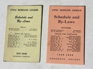 Bowling Civic League Schedule and By Laws 1947-50 Set of 2 Anderson Indiana -- - Picture 1 of 1