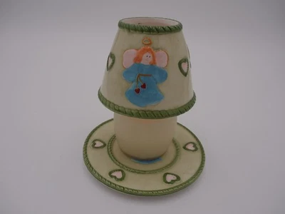 ANGEL Tarro Vela Lámpara Cerámica Porcelana Invierno Navidad Plato, Pantalla y Vela Foto 1 de 4