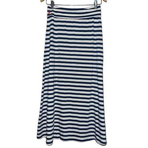 Polo Ralph Lauren Girls SZ L 12 14 Blue White Striped Jersey Maxi Foldover Skirt - Picture 1 of 6
