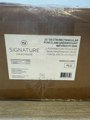 Signature Hardware SHDEU2114WH Destin Porcelain White Undermount Bathroom Sink - Image 1 of 4