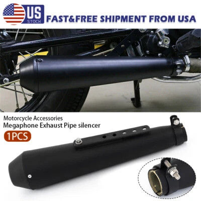 Universal Motorcycle Exhaust Pipe Muffler Silencer Fits for Harley Racer Cafe , - Image 1 of 4