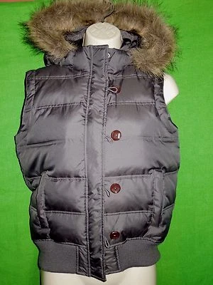 Fossil Chaqueta Sin Mangas Chaleco Talla M Abombado Gris Desmontable Capucha Cremallera Foto 1 de 4