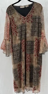 Expressions Vestito Donna Taglie Forti X Marrone Rosso Nero Midi Boho Femminile Chic - Foto 1 di 11