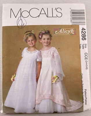 McCall's 4286 Formal Flower Girl Dress Sewing Pattern Train 3 4 5 6 - Image 1 of 4