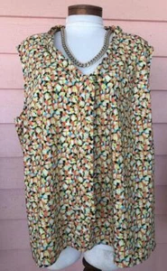 KASPER COOL SUMMER TOP taglia 3X 4X colorato leggero vestibilità rilassata scollo a V con cravatta - Foto 1 di 3
