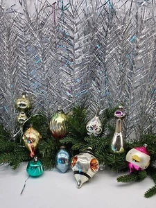 Shiny Bubbly Teardrops Vintage Ornaments Glass Antique Ukrainian Decorations - Picture 1 of 24