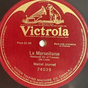 12" 78 RPM-Marcel Journet-La Marseillaise/Victrola 74039 - Imagen 1 de 3