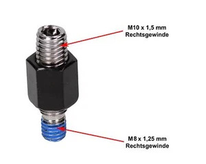 kmx24 Spiegeladapter M10x1,5 rechts außen/M8 x1,25 rechts außen SW14 schwarz - Bild 1 von 1