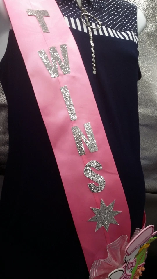 1 *FAJA PARA BABY SHOWER GEMELOS*Rosa/Niñas, favores de cinta, suministro de fiesta, regalo Foto 1 de 4