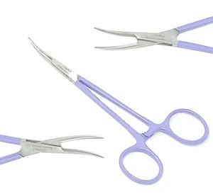 Premium Mosquito Hemostat Forceps 5"Curved "Fine" Locking Handle "Purple" Color - Picture 1 of 4