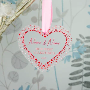 Ornamento coppia primo San Valentino personalizzato idea regalo ornamento da appendere - Foto 1 di 7