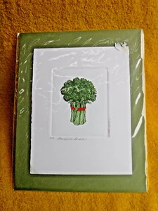 MARTHA HINSON SIGNED BY ARTIST "MUNCH A BUNCH" BROCCOLI--HAND COLORED ETCHING+ - Picture 1 of 11