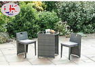 Set Of 3 Rattan Effect Compact Square Bistro Chairs & Table Garden Furniture 