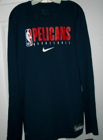 TALL MENS NIKE NBA NEW ORLEANS PELICANS L/S NAVY  DRI FIT LOGO SHIRT NWT LT $40 Cover