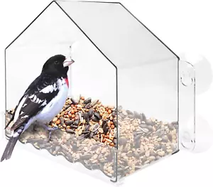 Win-3 Clear View Window Bird Feeder with Strong Suction Cups, Transparent Outdoo - Picture 1 of 12