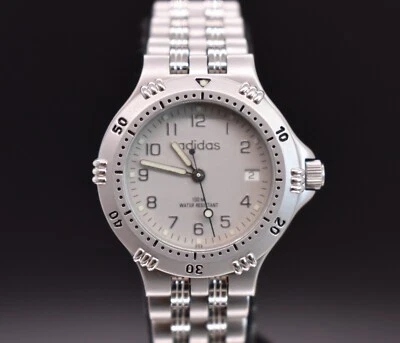 Reloj De Colección ADIDAS SPORT Mujer Fecha Inoxidable 100m Tono Plata BATERÍA NUEVA Foto 1 de 4