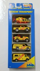 HOTWHEELS 1/64 LOT DE 5 HOTWHEELS RESCUE TRANSPORT °17489 DIE CAST MATTEL CAR  - Picture 1 of 4