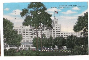 EDGEWATER GULF HOTEL Park Gulfport Biloxi Mississippi MS Postkarte Leinen 1957 - Bild 1 von 2