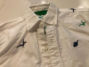 Mini Boden Boys 11-12Y White Button Down Long Sleeve Dress Shirt Dinosaurs - Picture 1 of 5
