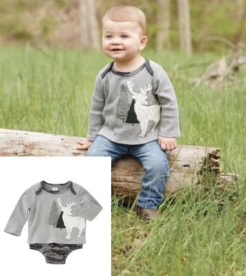 Camisa Mud Pie Baby Boys Ciervo Camuflada Ciervo Manga Larga Una Pieza Talla 0-3M Foto 1 de 4