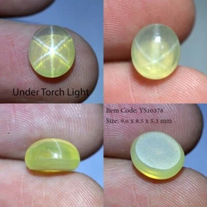 5.30 Ct 9.6x8.5 MM Yellow Star Sapphire 6 Rays Lab Created Corundum YS10378 - Picture 1 of 6