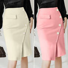 Ladies Women Lined Slit Pencil Skirt Office Plain Work Formal Lined Skirts Dress