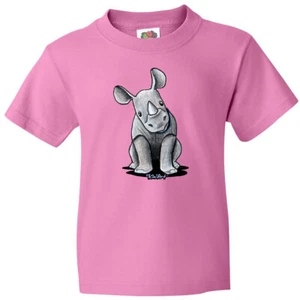 Inktastic Curious Rhinos Youth T-Shirt - KiniArt Rhino Rhinoceros Art Cartoon - Picture 1 of 13